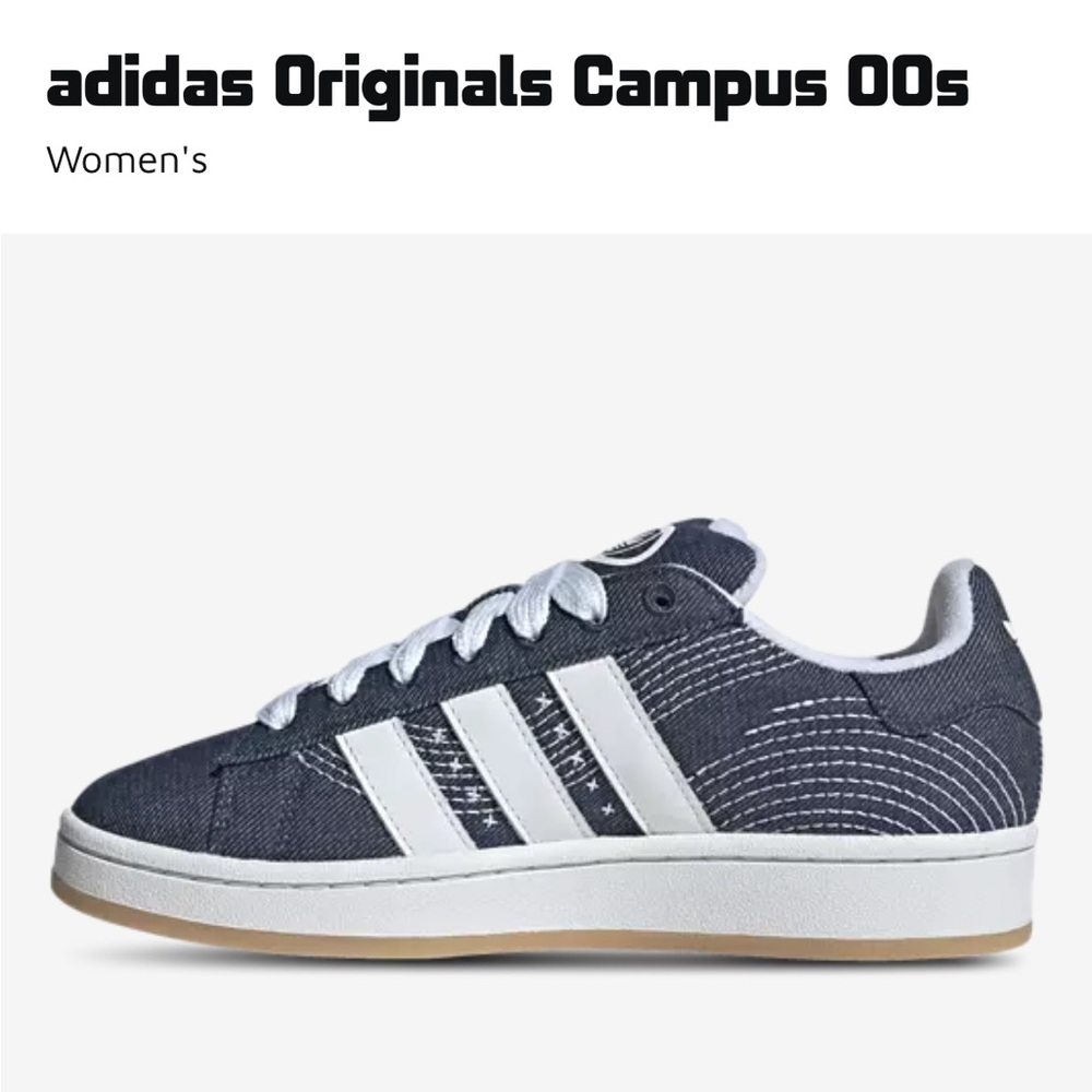 Adidas Campus Navy and White Sneakers - Picture 2 of 5